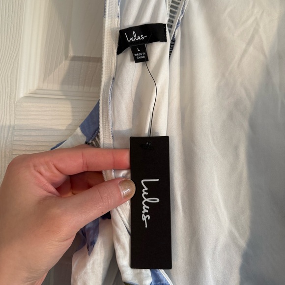 Lulu's Zahara Blue and White Floral Print Midi Dress - NWT! - Picture 10 of 14